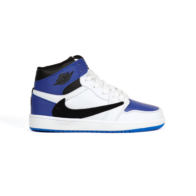 کتونی عمده نایکی Nike مدل جردن تراویس اسکات ساقدار Jordan مردانه و زنانه سفید سورمه‌ای کد 803 گروه تولید صفری