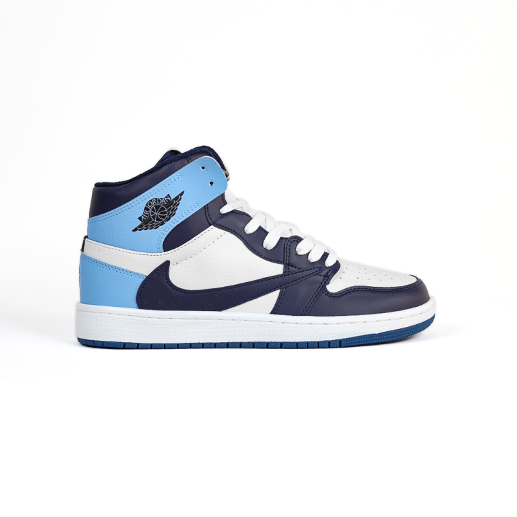 کتونی عمده نایکی Nike مدل جردن تراویس اسکات ساقدار Jordan مردانه و زنانه سورمه‌ای آبی کد 804 گروه تولید صفری