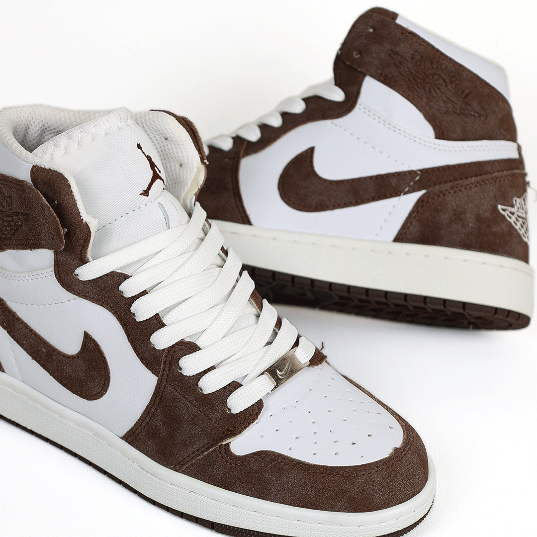  کتونی عمده نایک Nike مدل جردن وان ساقدار Jordan سفید قهوه‌ای مردانه گروه تولید صفری 