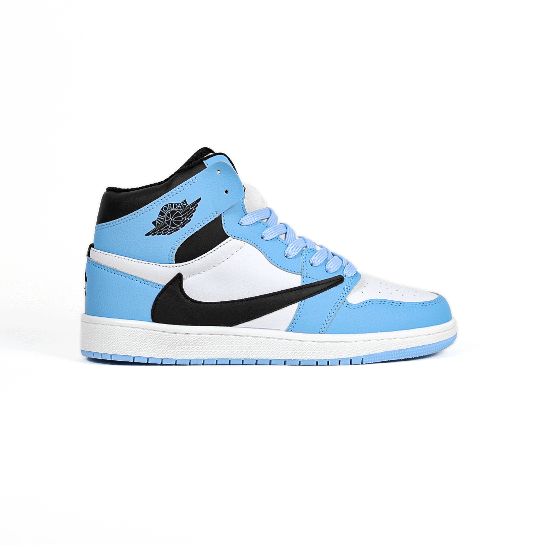  کتونی عمده نایکی Nike مدل جردن تراویس اسکات ساقدار Jordan مردانه و زنانه سفید آبی کد 802 گروه تولید صفری 