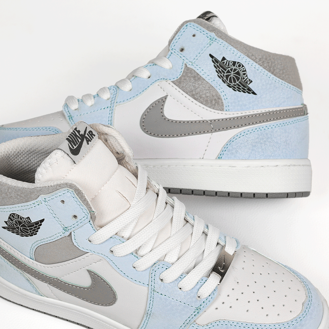 کتونی عمده نایک Nike مدل جردن وان ساقدار Jordan آبی روشن طوسی زنانه گروه تولید صفری