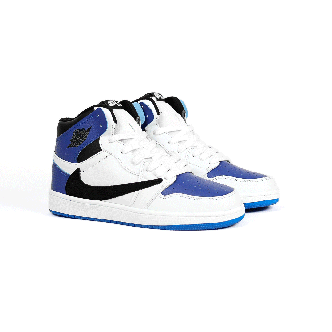  کتونی عمده نایکی Nike مدل جردن تراویس اسکات ساقدار Jordan مردانه و زنانه سفید سورمه‌ای کد 803 گروه تولید صفری 