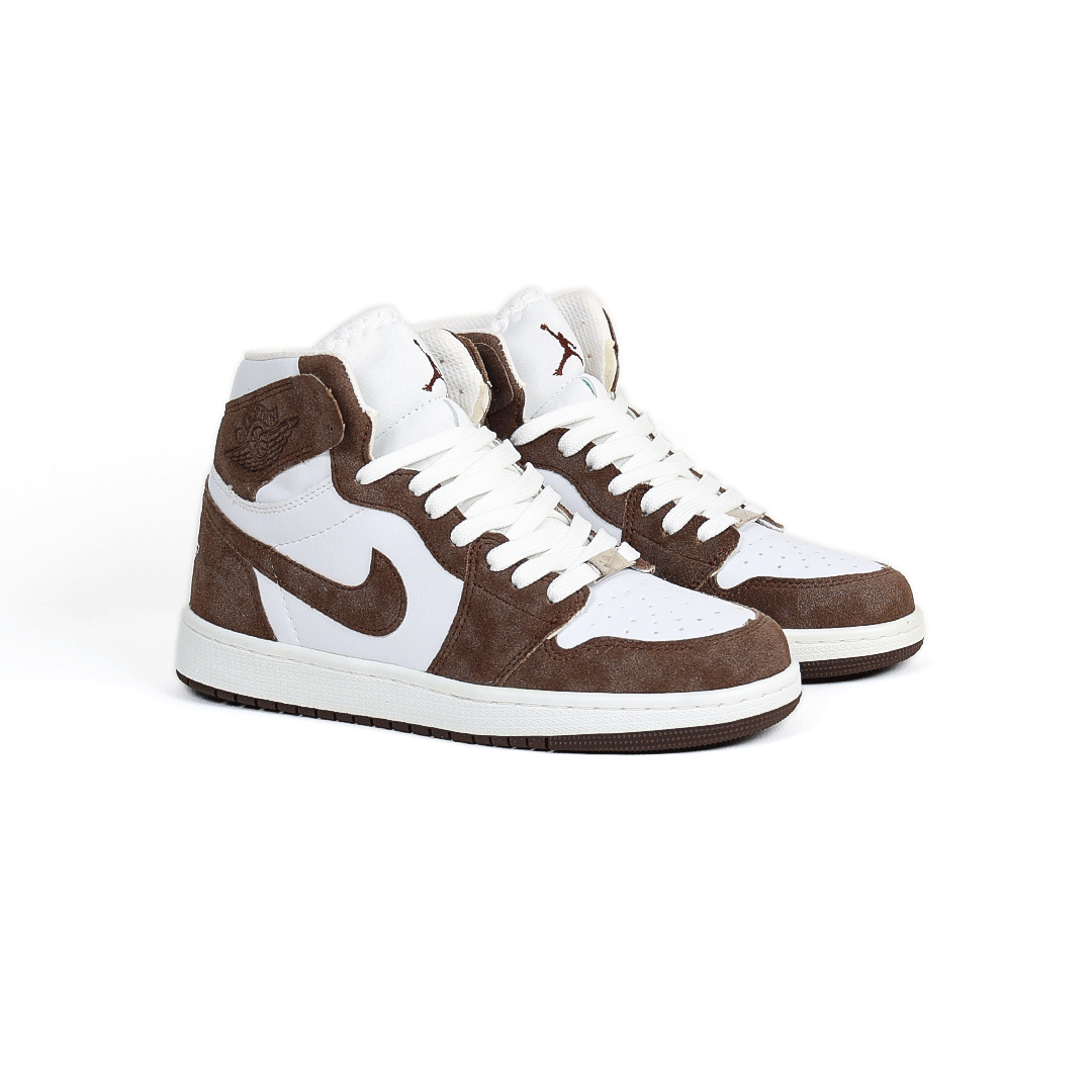  کتونی عمده نایک Nike مدل جردن وان ساقدار Jordan سفید قهوه‌ای مردانه گروه تولید صفری 