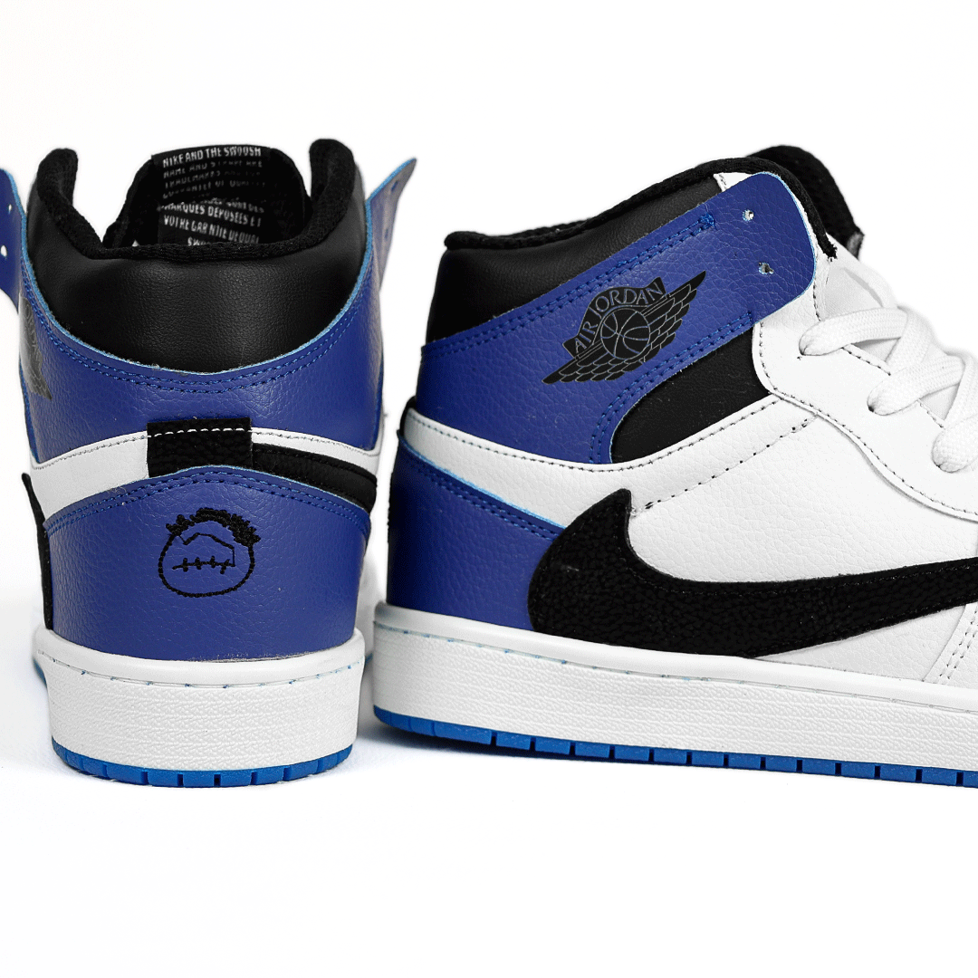  کتونی عمده نایکی Nike مدل جردن تراویس اسکات ساقدار Jordan مردانه و زنانه سفید سورمه‌ای کد 803 گروه تولید صفری 