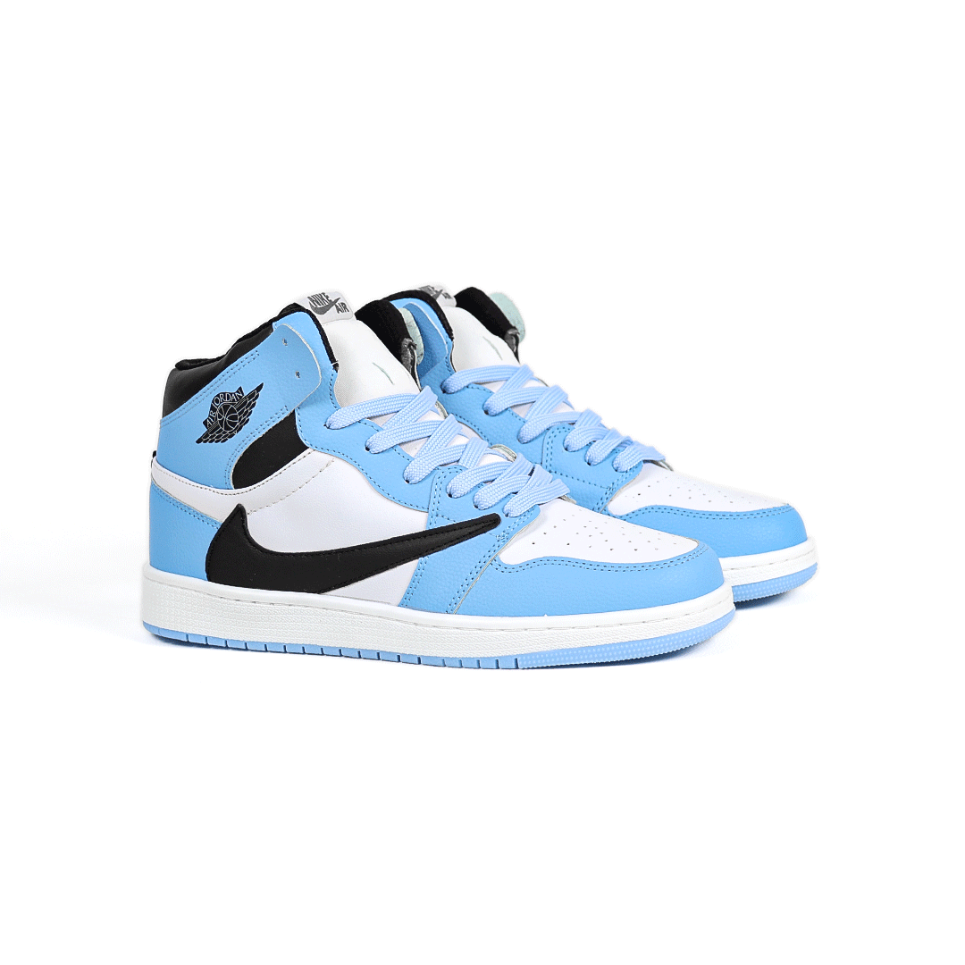  کتونی عمده نایکی Nike مدل جردن تراویس اسکات ساقدار Jordan مردانه و زنانه سفید آبی کد 802 گروه تولید صفری 