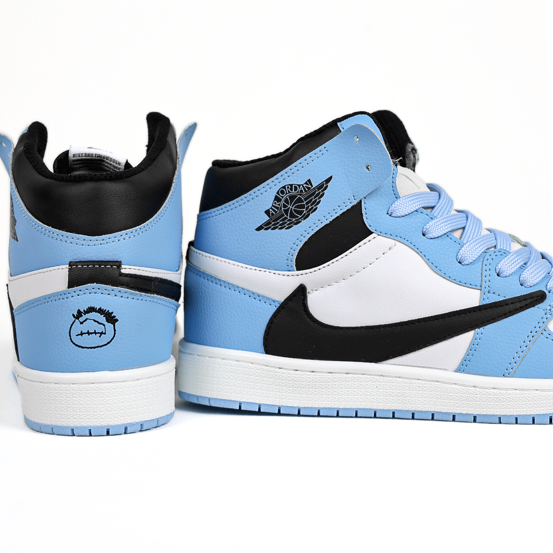  کتونی عمده نایکی Nike مدل جردن تراویس اسکات ساقدار Jordan مردانه و زنانه سفید آبی کد 802 گروه تولید صفری 